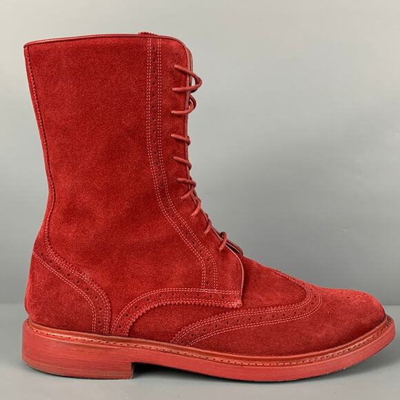 FLORSHEIM by DUCKIE BROWN Size 10 Burgundy Perforated Leather Wingtip Boots - Picture 1 of 1